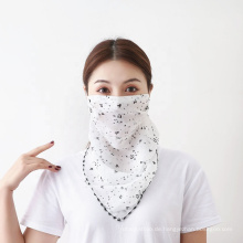 2020 Schutz Frauen Chiffon Earloop Gesichtsmaske Schleier Schild Halstuch Abdeckung Blumendruck Radfahren Gesichtsmaske